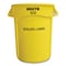 Rubbermaid Commercial 32 gal Round Cylinder Waste Receptacles, Yellow, Open Top, Plastic FG263294YEL - alternate 1